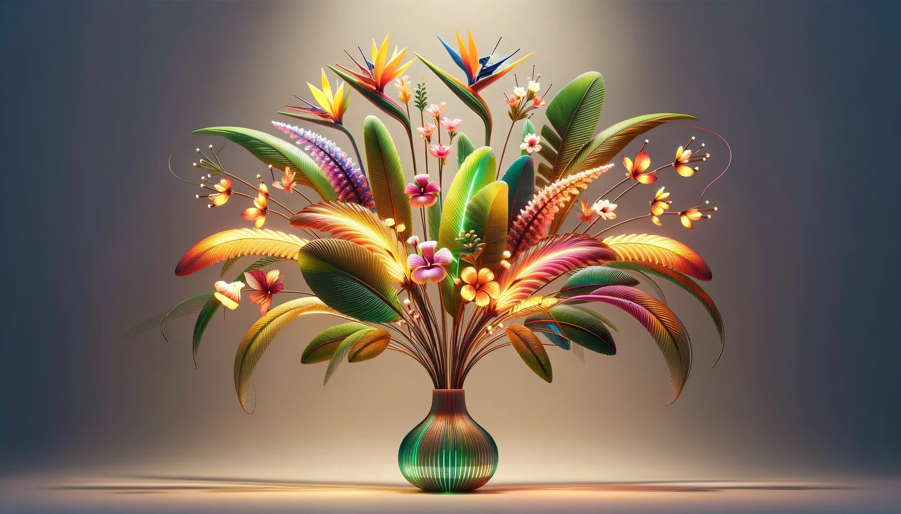 Lush tropical paradise with exotic flowers